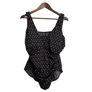 Lands End one piece swimsuit 20W brown modest novelty whimsical‎ beach ruched